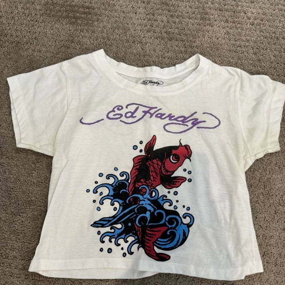 Ed hardy white crop top